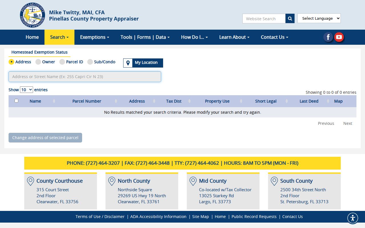 Pinellas County Property Appraiser Quick Search for Tarpon Springs property records