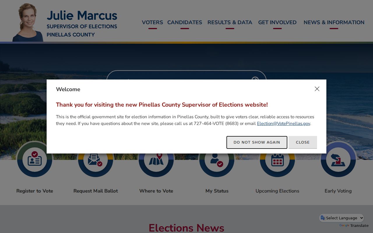 Pinellas County Supervisor of Elections voter information page