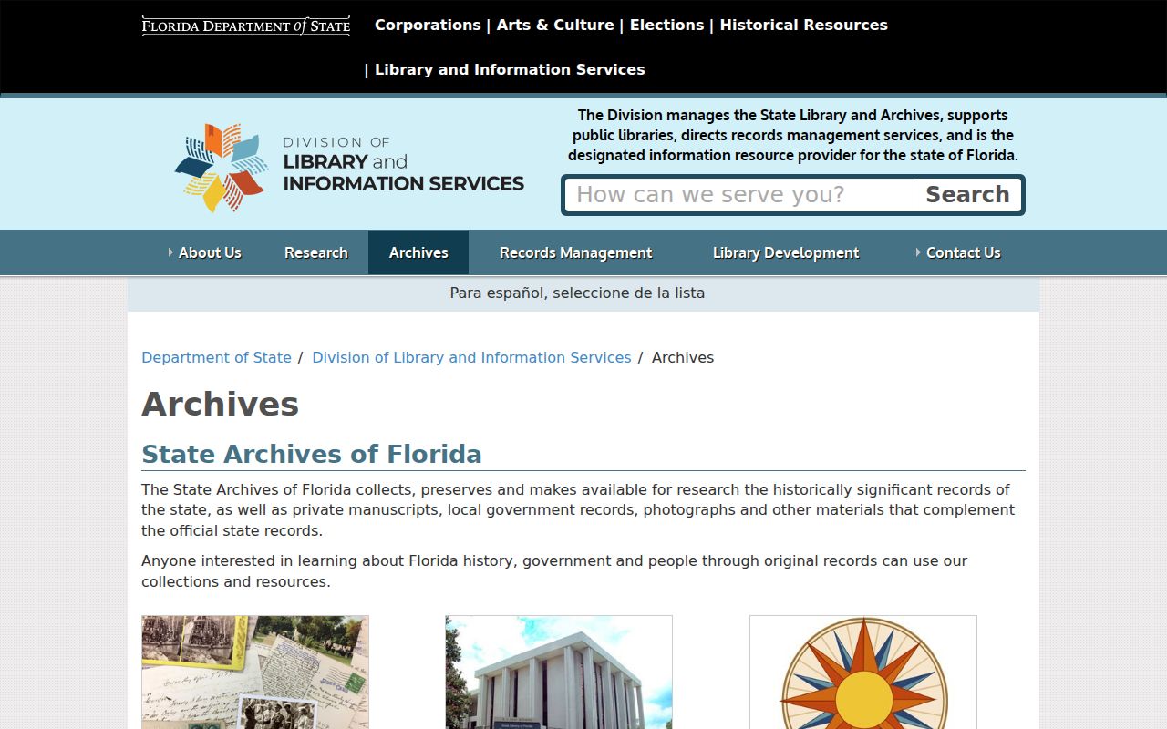 State Archives of Florida resources for Tarpon Springs previous residents