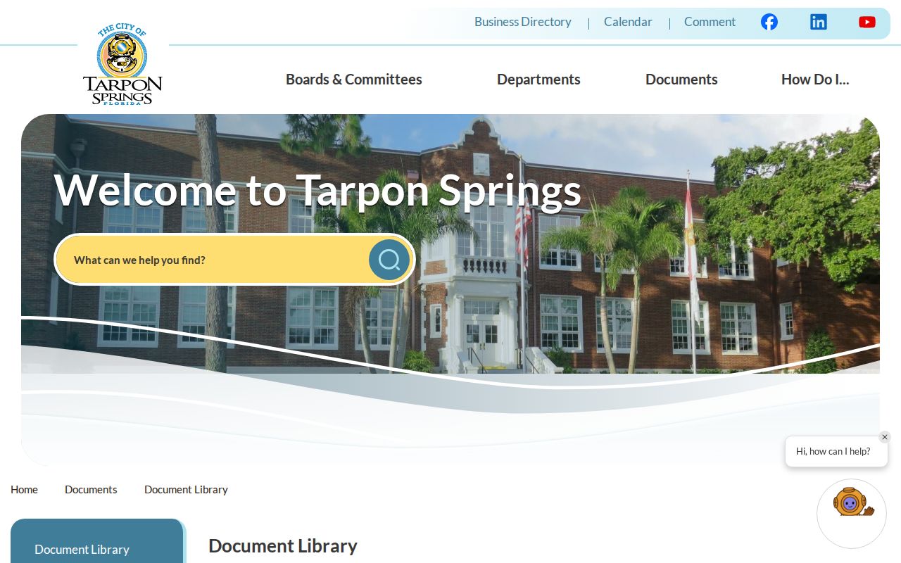 Tarpon Springs document library used for previous resident and house records