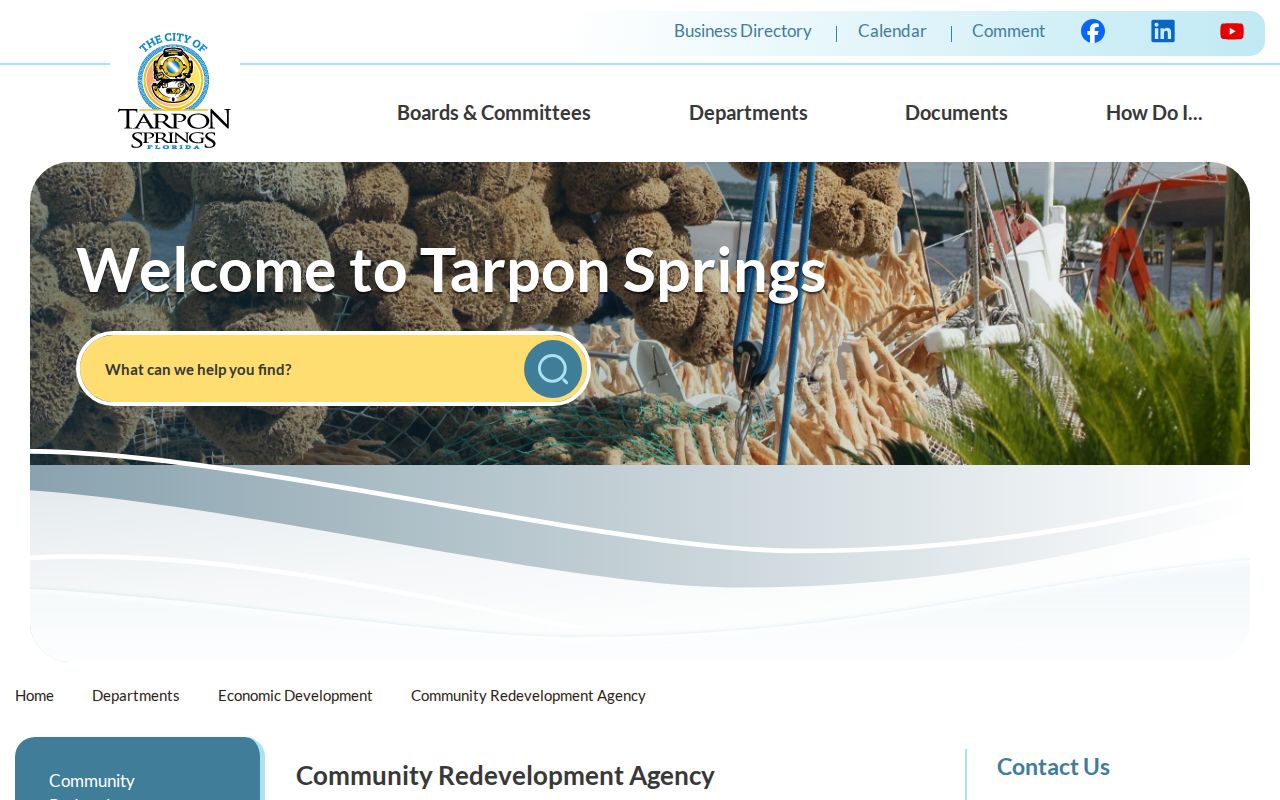 Tarpon Springs Community Redevelopment Agency district information
