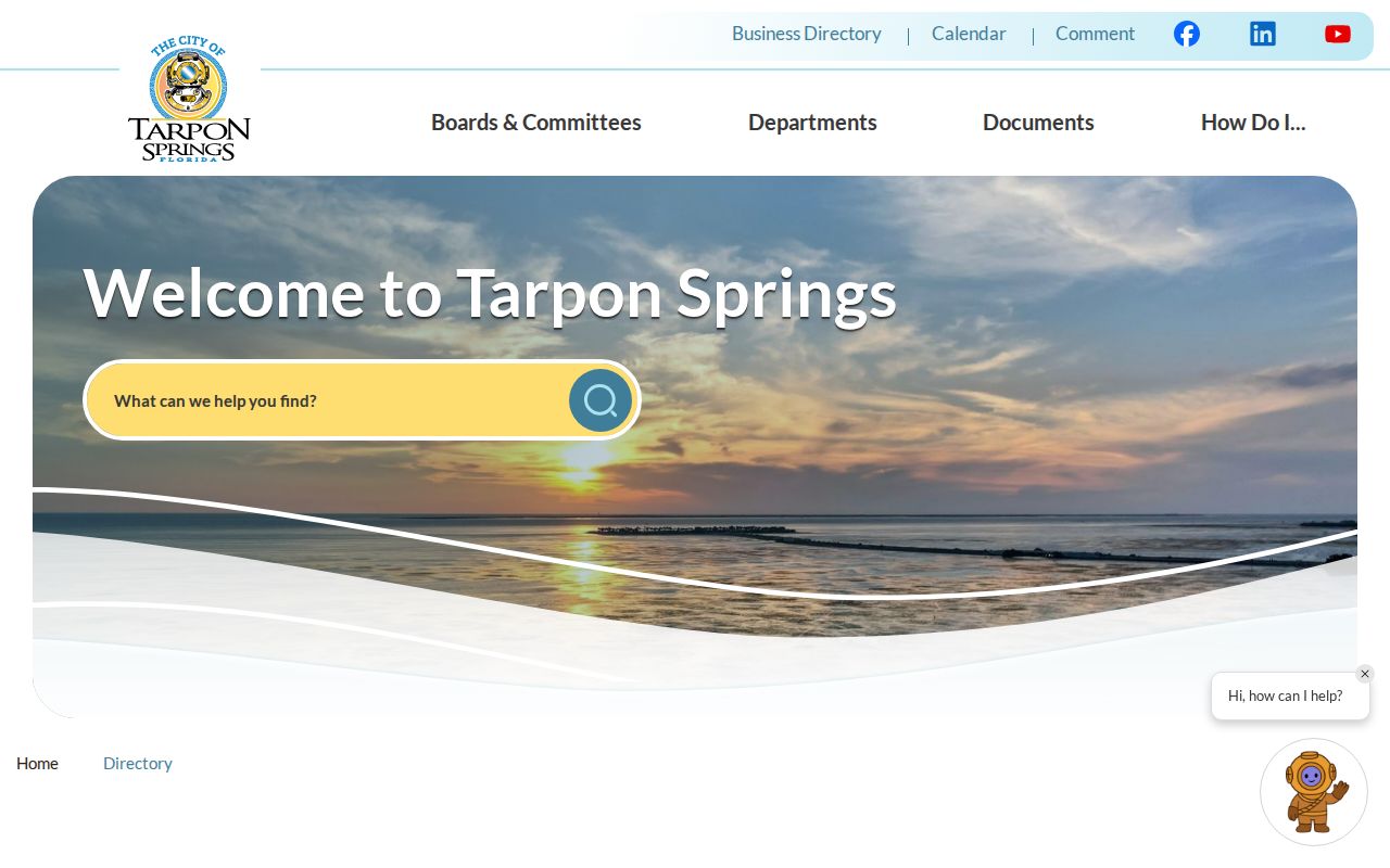 Tarpon Springs city department contact directory